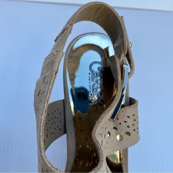 Carlos by Carlos Santana size 10 tan chunky heels used great condition - Picture 11 of 13